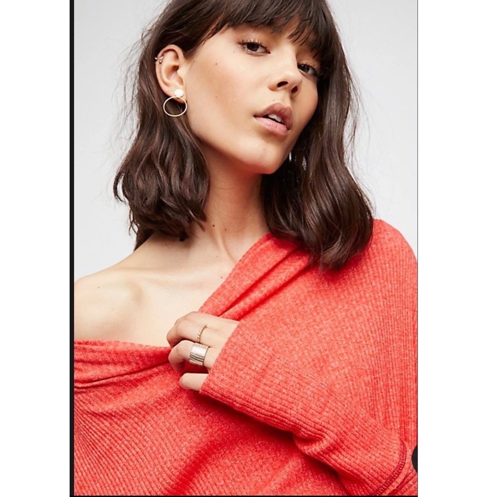Free People Londontown Thermal Top Women's L Oversized Cowl Neck Asymmetrical